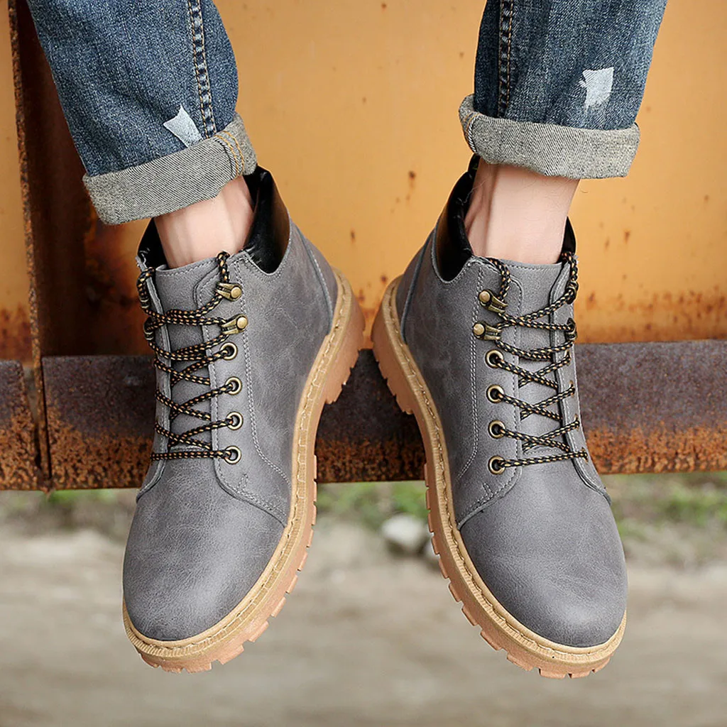 SAGACE/мужские модные зимние ботинки; непромокаемые матовые Винтажные ботинки на шнуровке; повседневные ботильоны; ботинки на шнуровке; матовая текстура