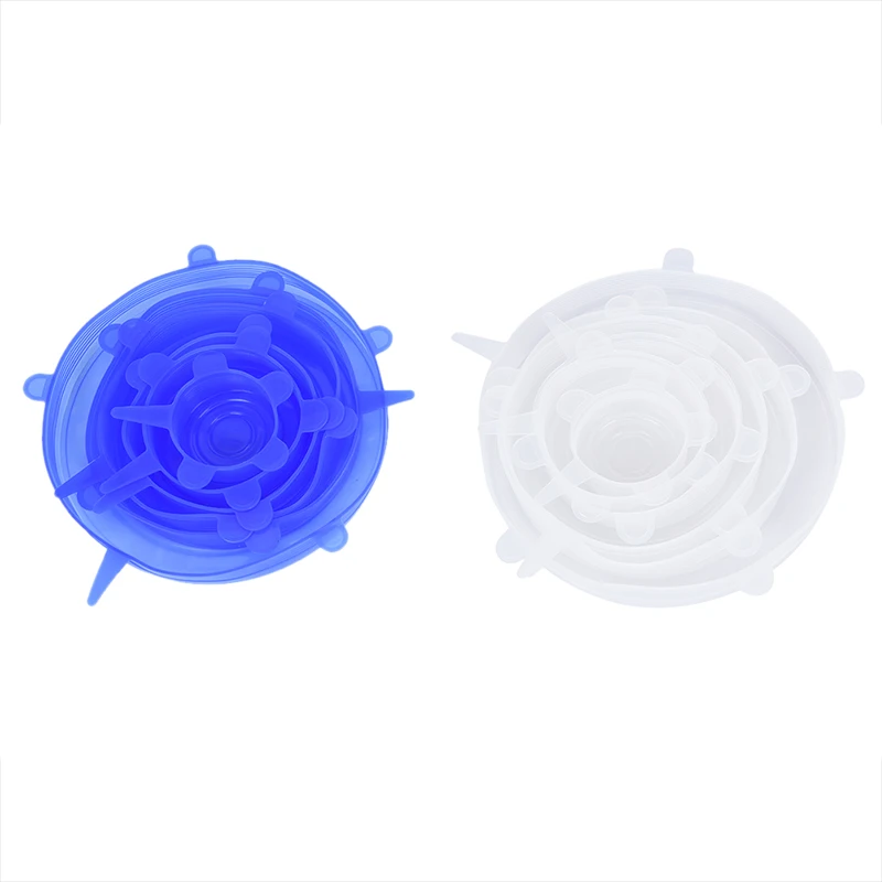 

4/6pcs Food Fresh Keeping Silicone Lids Durable Reusable Food Save Cover Heat Resisting Fits All Sizes And Shapes Of Container