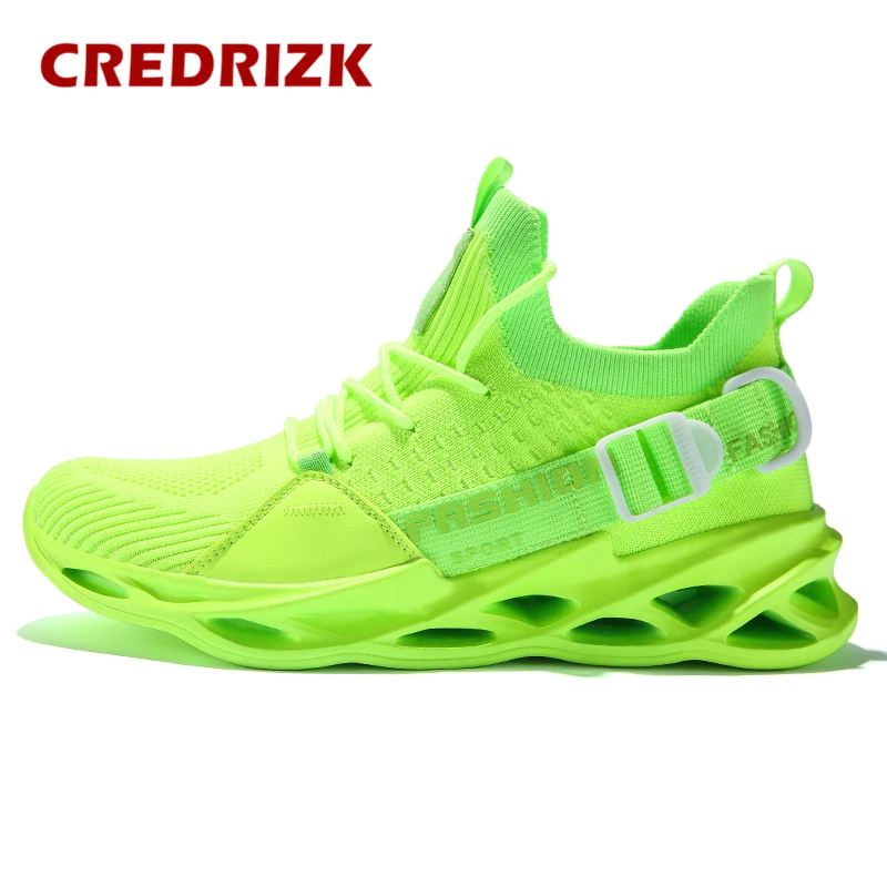 

CREDRIZK Brand Hollow Outsole Running Shoes Men High Quality Green Sneakers Breathable Sports Shoes Jogging Gym Shoes Deportivas