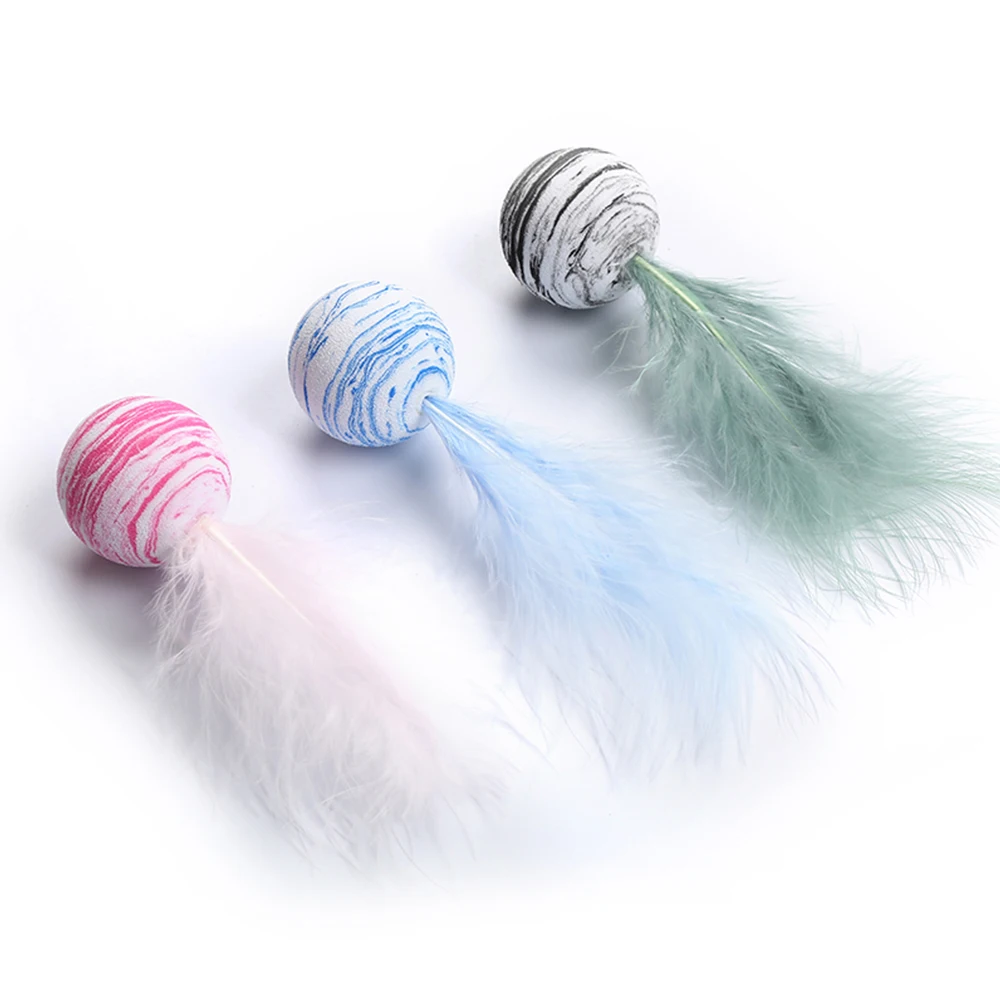 Cat Toy Star Ball Plus Feather EVA Material Light Foam Ball Throwing Toy Star Texture Ball Feather Toy Feather Wand Supplies #3