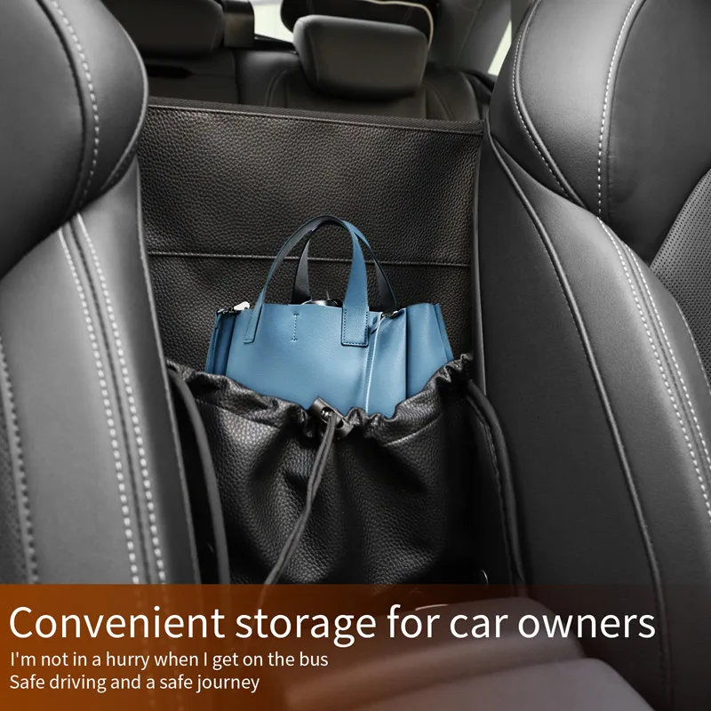 Leather Car Net Pocket Handbag Holder and Back Seat Tissue Box Organizer  Seat Gap Storage Bag Mesh Pocket Interior Accessories