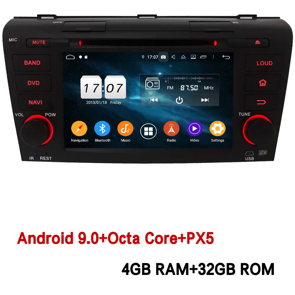 4GB RAM x 32GB ROM Klyde 4G wifi Android 9,0 Восьмиядерный 4 Гб ОЗУ 64 Гб ПЗУ DSP BT автомобильный DVD мультимедийный плеер Радио Стерео gps для Mazda 3 2004-2009 - Цвет: 4GB RAM x 32GB ROM
