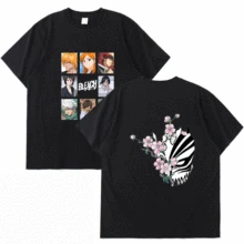 

Hot Japanese Anime Bleach T Shirt Kawaii Kurosaki Ichigo Graphic Double-sided Print T-shirt Men Women Youth O-Neck Tee Shirt Man