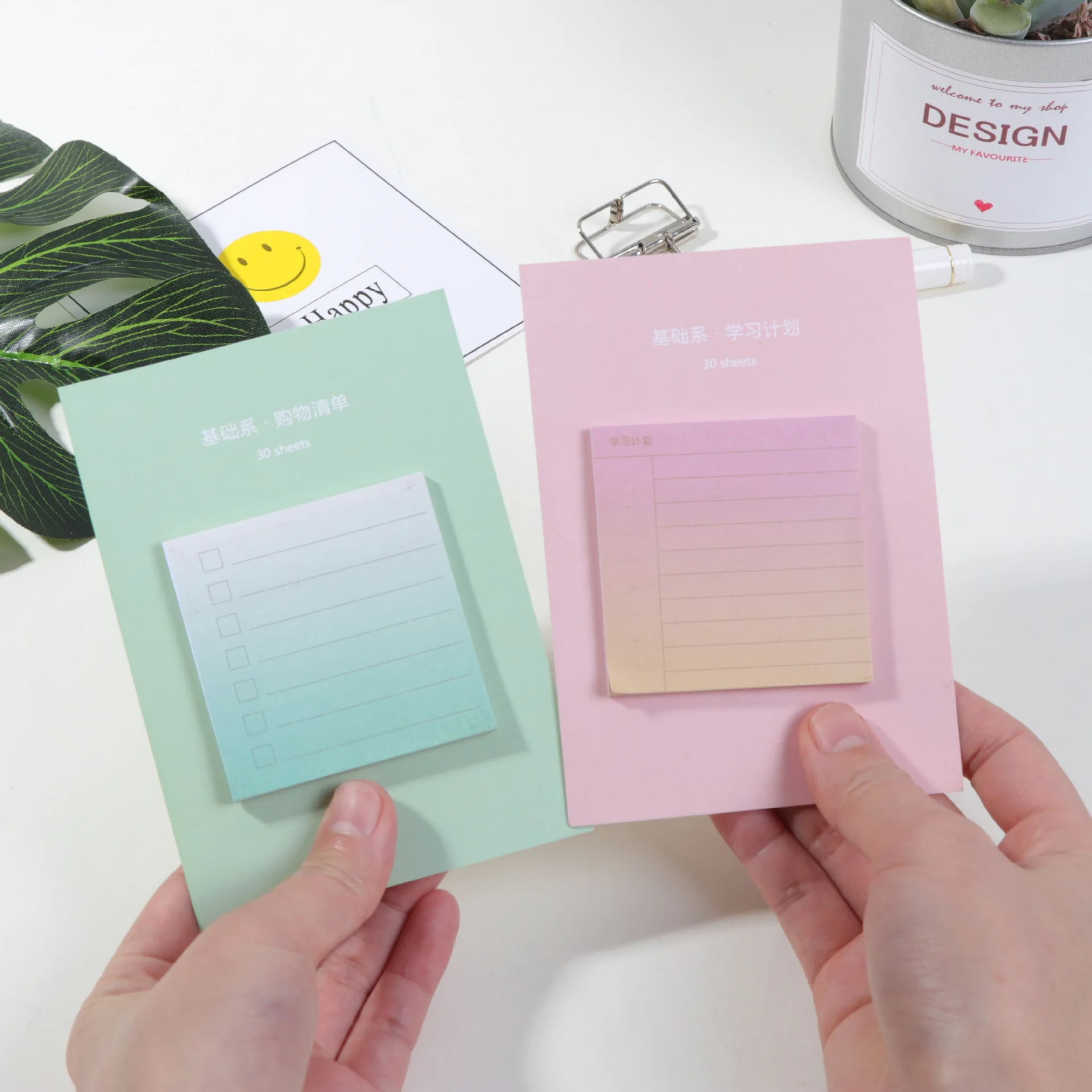 Europe And Korea Stationery Japanese Style Color Gradient Sticky Notes Removable Self-stick Notes Message Notebook Tearable-Adhe