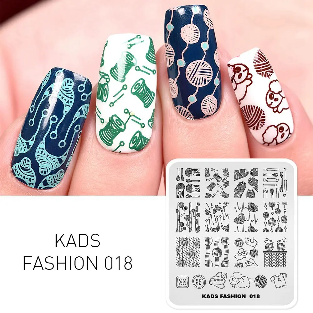 Fashion 018 KADS пластина для стемпинга для нейл-арта 63 дизайна модная серия маникюрные штамповочные пластины шаблон изображения ногтей штамп пластина шаблон для печати - Цвет: Fashion 018