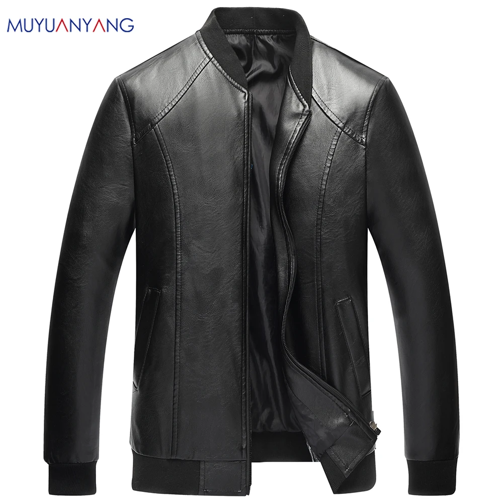 Mu Yuan Yang мужская деловая куртка из искусственной кожи, модная классическая Повседневная Верхняя одежда, осенне-зимняя новинка, утепленная 4XL