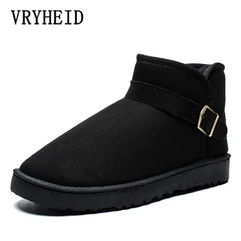 

VRYHEID New Fashion Suede Men Boots High Quality Non-slip Women Ankle Snow Boots Shoes Warm Fur Plush Man Winter Shoes Big Size