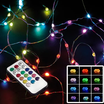 

10M 100pcs LED Digital String Light Waterproof Remote Control Xmas Party Decoration Light New Year 2021 Fairy Lights 12 Colors