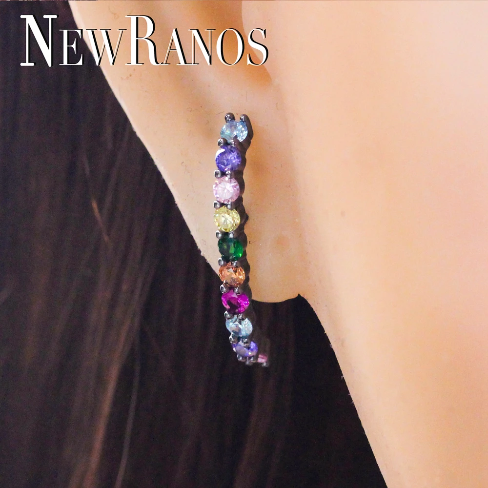 Newranos, линейная форма, серьги «Радуга», Многоцветный натуральный Радужный камень, серьги для пирсинга для женщин, модные ювелирные изделия EWX002222