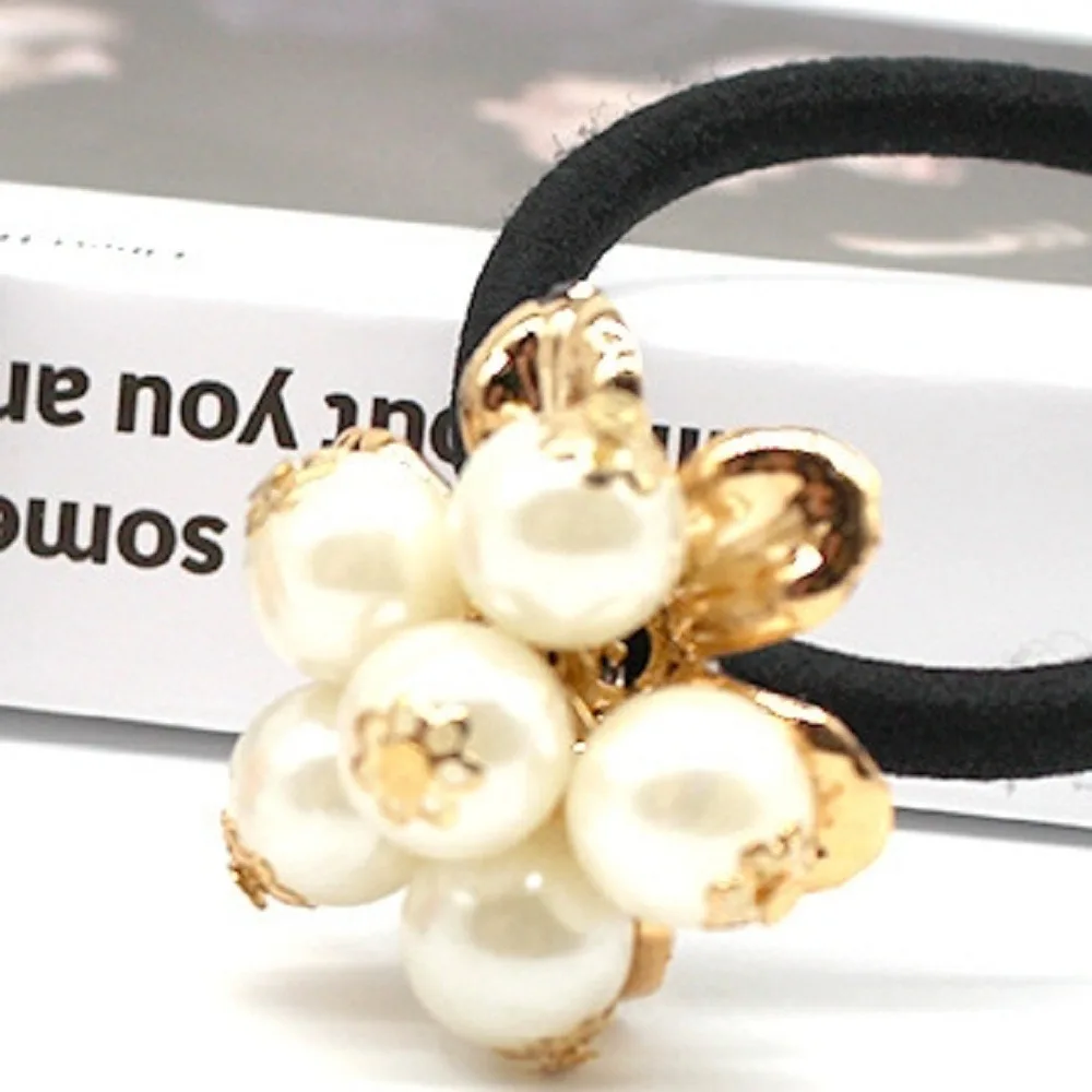 

Women Hair Accessories flowers Beads Headbands Ponytail Holder Girls Scrunchies Vintage Elastic Hair Bands Rubber Rope Headdress