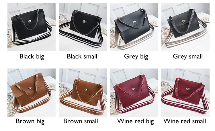 2019 Woman Briefcase Bag Leather Handbags Ladies Vintage PU Shoulder Bag Crossbody Satchels Office Document Bag Wide strap Purse (5)