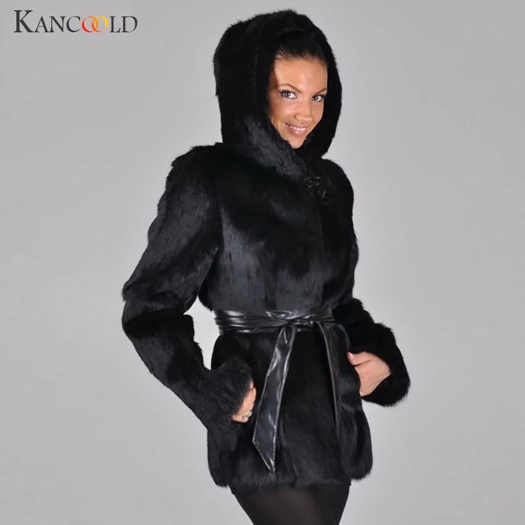 

KANCOOLD coats MINIMALIST STYLE Ladies Warm Faux Fur Winter V-neck Solid Long Outerwear new coats and jackets women 2019Sep20