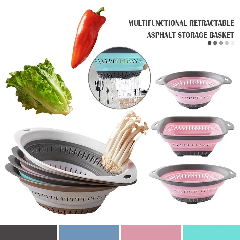 Kitchen Folding Drainer Storag Basket Folding Strainer Fruit Vegetable