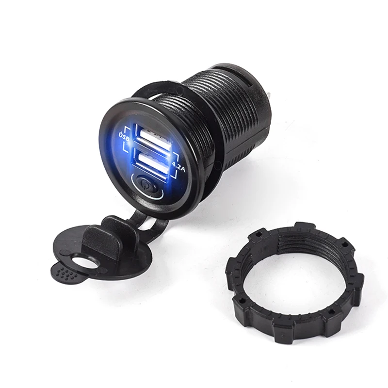 

DIY Dual Car Charger With Switch Car USB Socket 12-24V Input 5V 2.1+2.1A Outlet Presa Auto Independent On/Off Coche