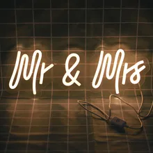 

Mr & Mrs Led Flexible Neon Light Sign Wedding Decoration Banner Bridal Gift Bedroom Home Wall Marriage Party Illuminate Led Lamp
