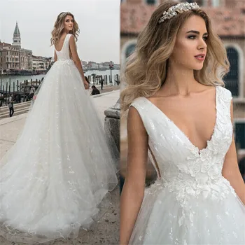 

Sparkling Sequined Beach Wedding Dresses 2021 Sleeveless A Line Bridal Gown Lace Appliques Vestidos De Novia Boho Bride Dresses