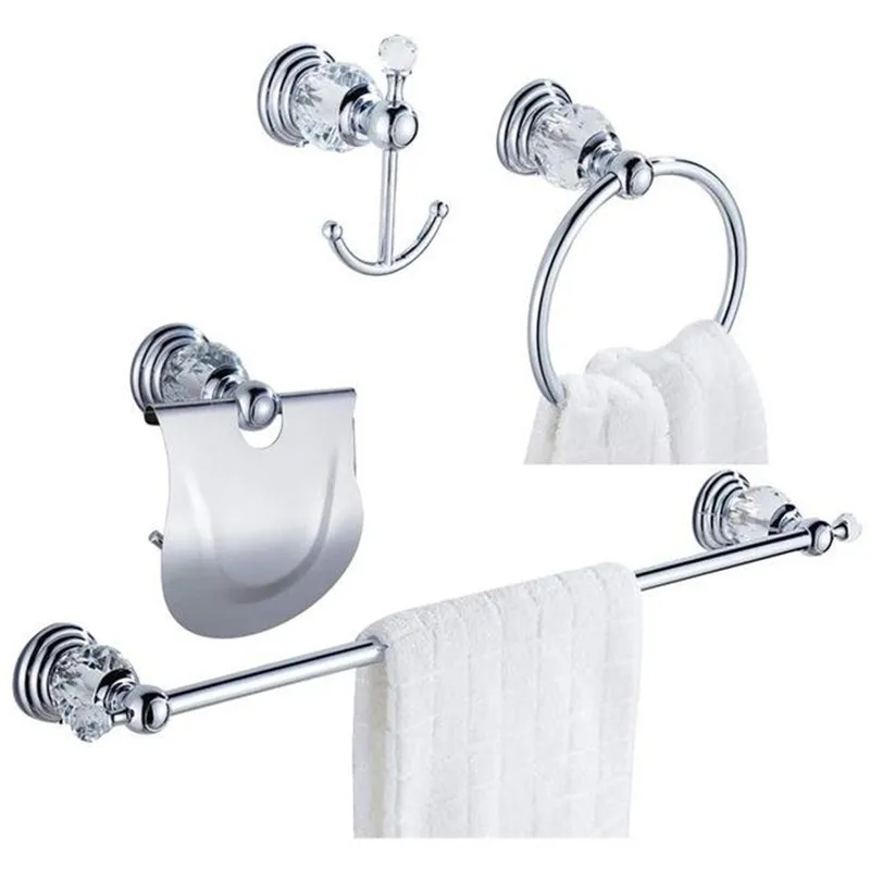 Toilet Paper Holder Bathroom Hardware Set Bathroom Hardware Accessories Brass Shower Shelf Toilet Paper Holder Silver Crystal Wall Mounted Towel Bar Toilet Brush Holder Bathroom Accessories set