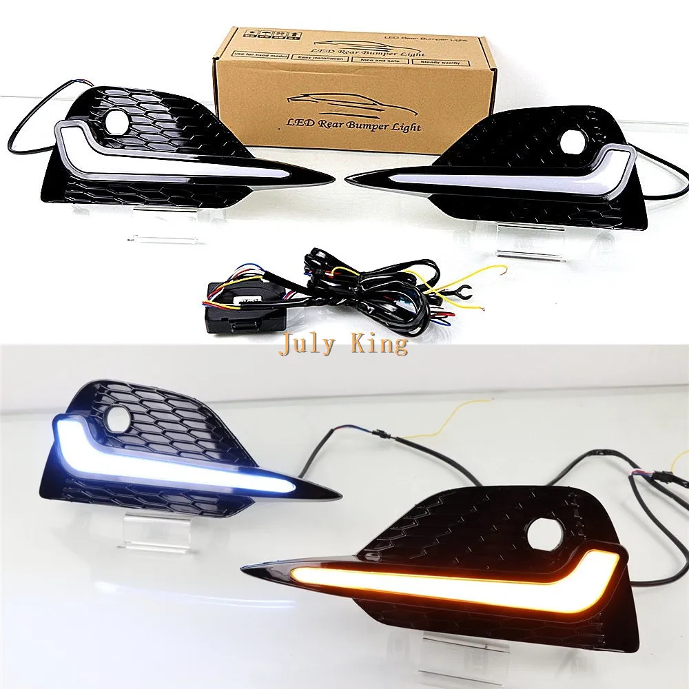 Luglio King Led Luci Di Marcia Diurna Custodia Per Nissan Qashqai 2018 +, Led Bianco Drl + Giallo Streamer Indicatori Di Direzione Luce