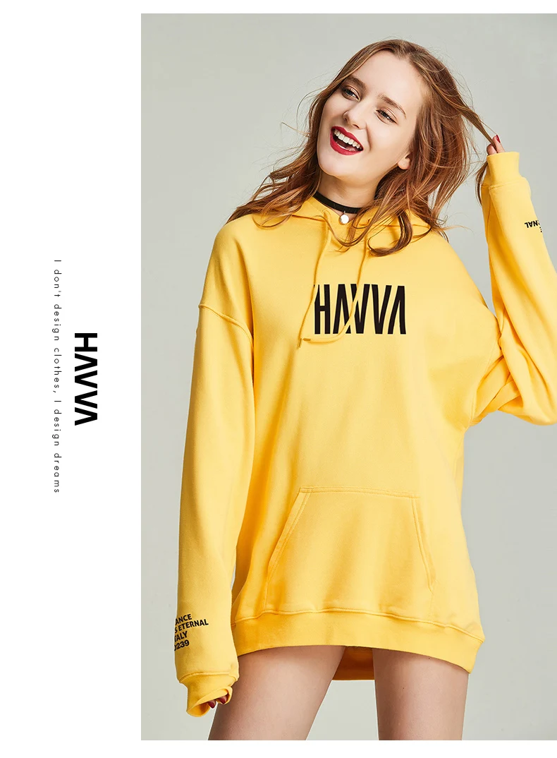 HAVVA autumn and winter new fashion hooded cotton pullover loose jumper women V31340
