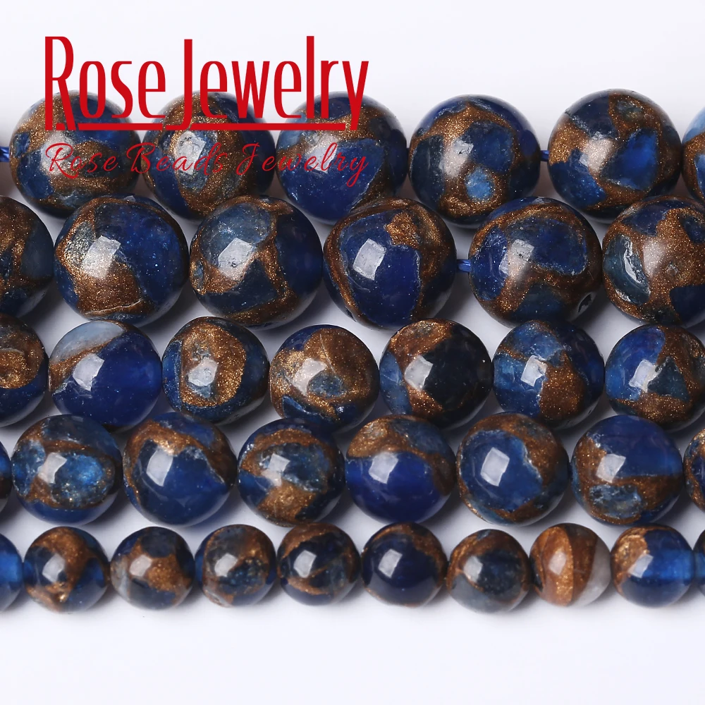 

Natural Blue Cloisonne Stone Round Loose Beads 15 Inches 6 8 10 Mm Pick Size Beads for Jewelry Making DIY Bracelet Wholesale