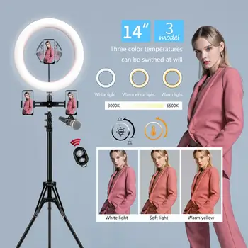 

35cm Ring Light with Tripod (49cm-200cm) Selfie Ring Light Dimmable LED Ring Lamp for YouTube Makeup Camera Phone Photography