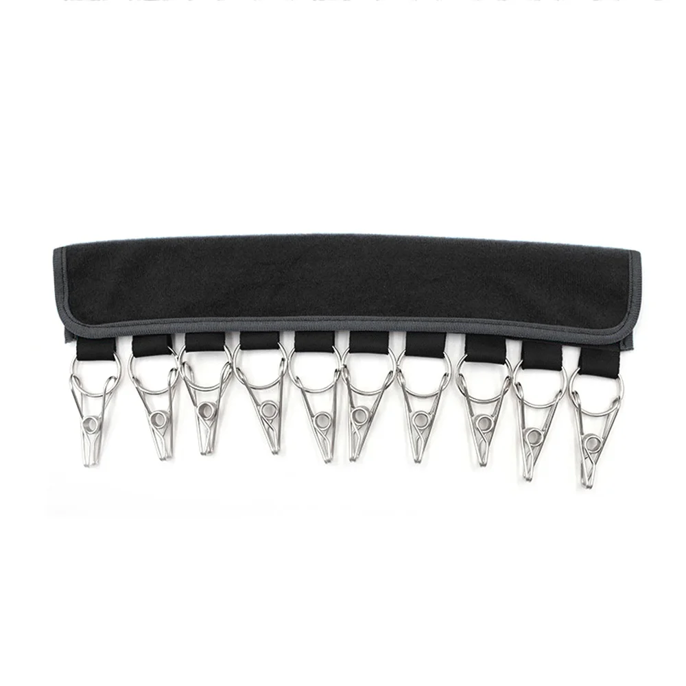 Black Travel Hat Organizer Cap Organizer Hanger 10 Clips Stainless Steel Folding Clothes Hangers Foldable Clothes Drying Rack - Цвет: Black