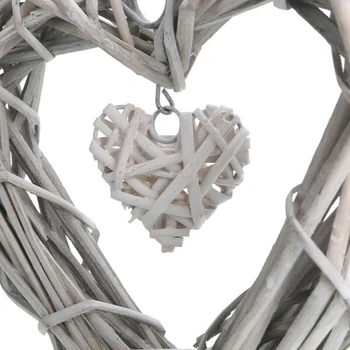 

1x Artificial Wreaths Rattan Home Garden Pendant Heart Wooden Hanging Ornaments