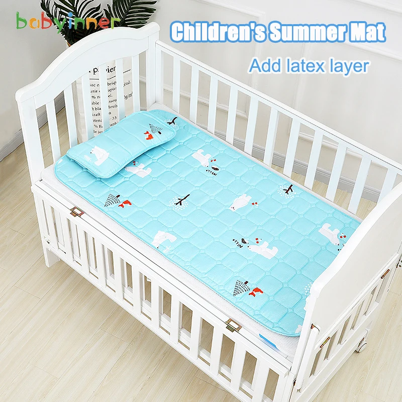 Bebê de Refrigeração Esteira para Cama com Travesseiro Babyinner Berço Esteiras Verão Crianças Látex Gelo Seda Almofada Dormir Colchão Conjunto