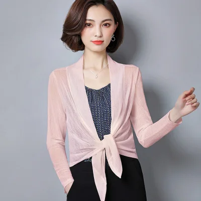 Pink Тонкий длинный рукав Болеро женское платье Болеро Короткий рукав Болеро Casaco Feminino тонкий женский открытый стежок женский s пальто внешний - Цвет: Pink