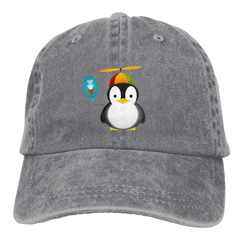 TSDFCCute Пингвины Джинсовая Шляпа Регулируемая Мужская вымытая бейсболка
