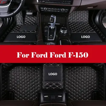 

car floor mat Leather Automotive interior Double layer Carpet protect mat with Logo For Ford Ford F-150