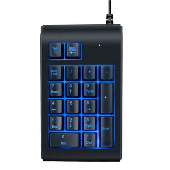 

3 Color LED Backlit Illuminated 19 Key Wired USB Mechanical Number Pad Numeric Keypad for Laptop Desktop PC Computer