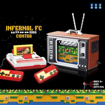 

2020 new Red and white machine 30 life Contra game machine building blocks Infernal FC Contra DIY bricks toys for kids gifts