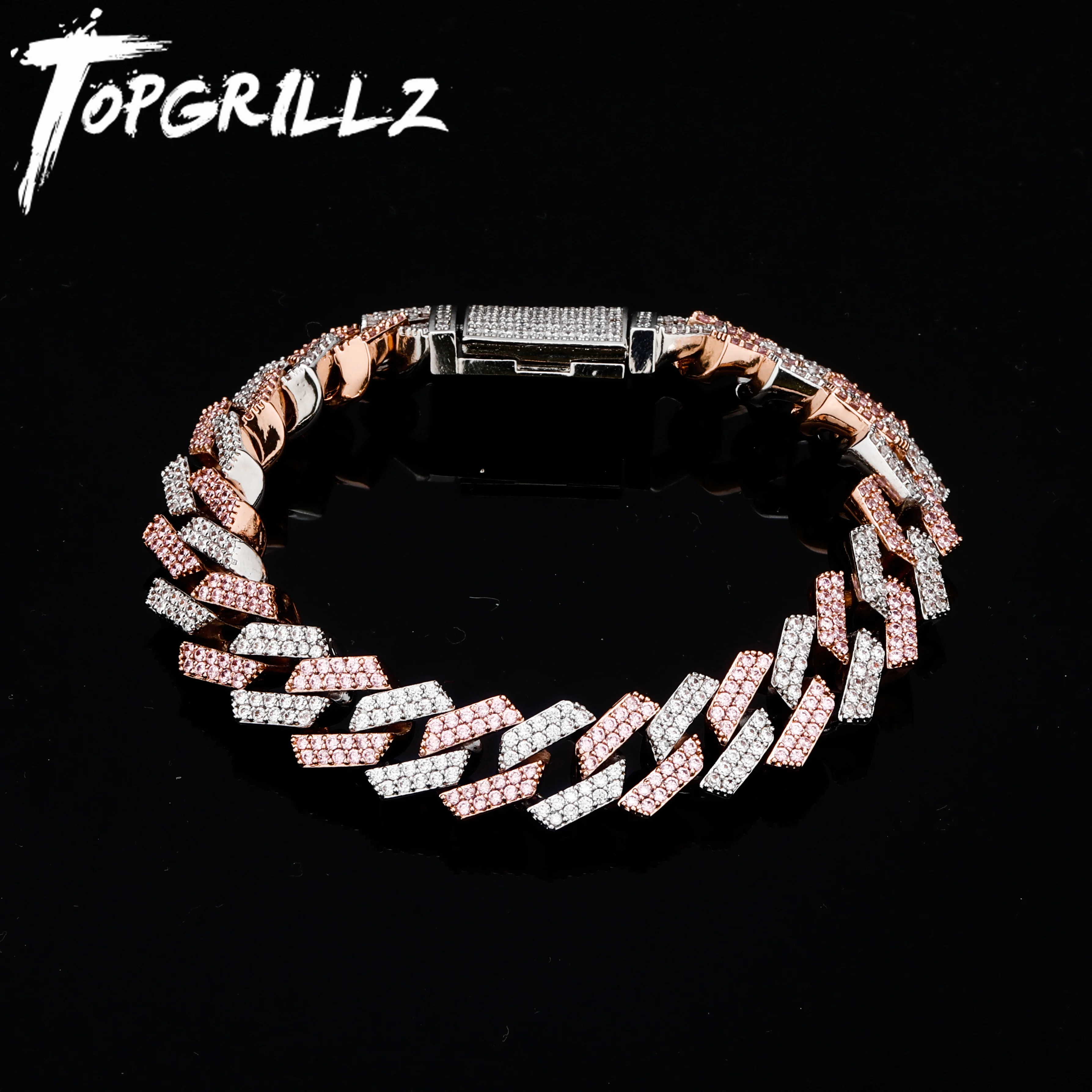 TOPGRILLZ 14 мм большая коробка застежка кубинский Майами звеньевой браслет золотой