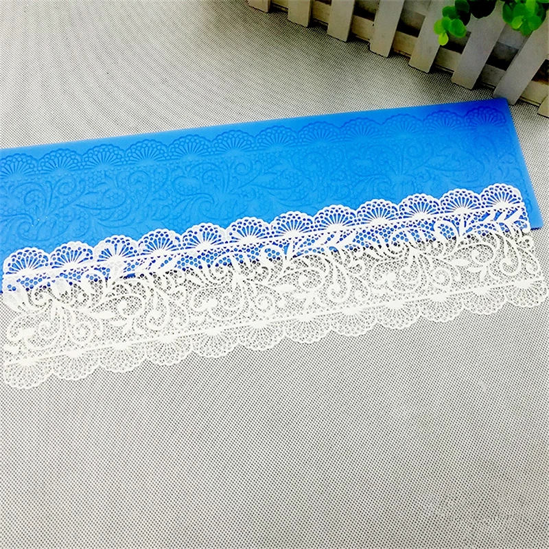 Aomily 40*10cm Lace Flower Wedding Cake Silicone Lace Fondant Mold Easy Demoulding Mousse Sugar Craft Icing Mat Pad Pastry Tool
