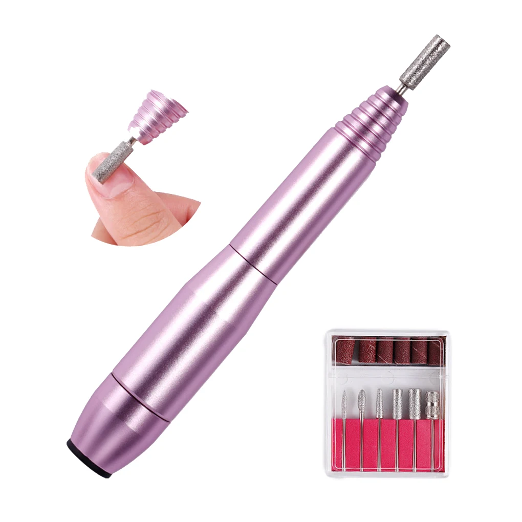 Мини-полировщик для ногтей, электрическая дрель для дизайна ногтей, 6 бит, машинка для полировки маникюра, инструменты для педикюра, вилка стандарта США/ЕС