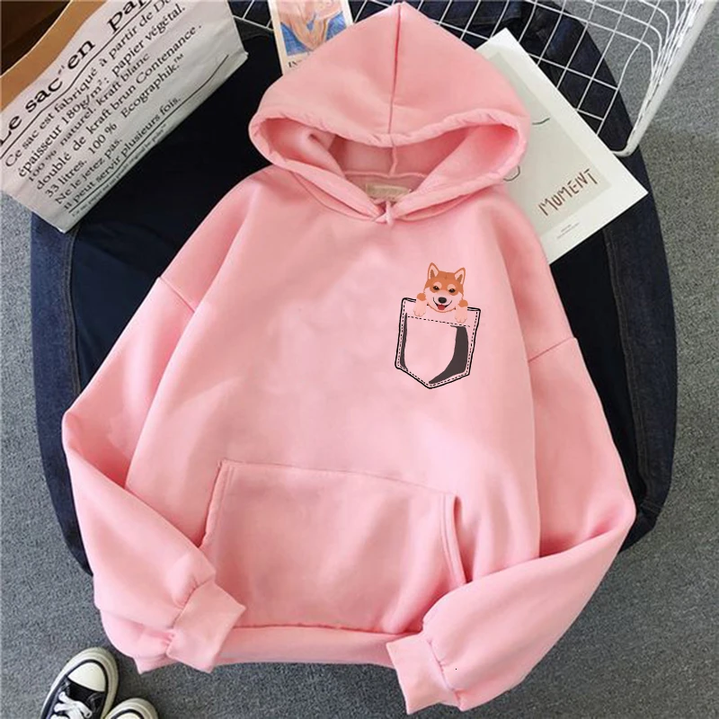 Каваи Шиба ину Толстовка Harajuku забавные толстовки для женщин Ullzang милый корейский стиль осень зима толстовка 90s теплая толстовка женская - Цвет: 810