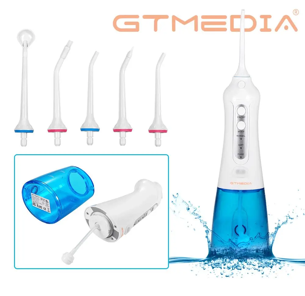 Irrigador Oral recargable por USB, dispositivo de limpieza Dental portátil con chorro de agua, tanque de agua inalámbrico de 300ML, impermeable IPX7