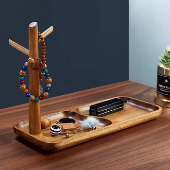 

Wooden Storage Trays Square Tray For Jewelry Phone Key Wallet Coin Desktop Storage Box Sundries Bins Decorative Trays