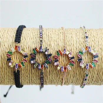 

10pcs/lot Fashion handmade diy adjustable bracelet, colorful cz charm connector, cz charm bracelet connector