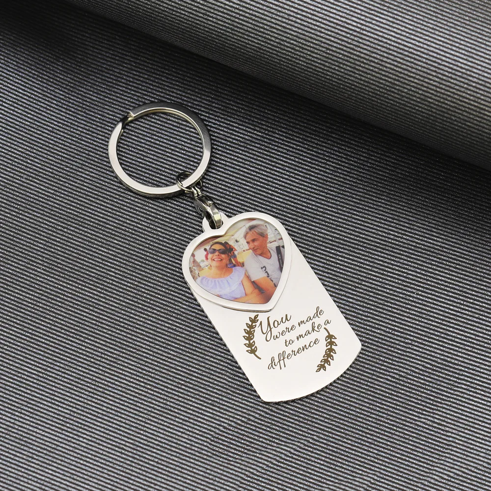 Personalized Photo Keychain Engraved Name Date Key Chain