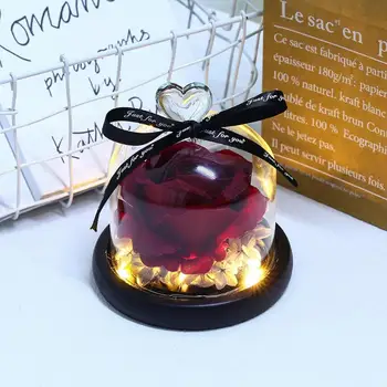 

Simulation Rose LED Night Light with Glass Cover Copper Birthday Party Gift