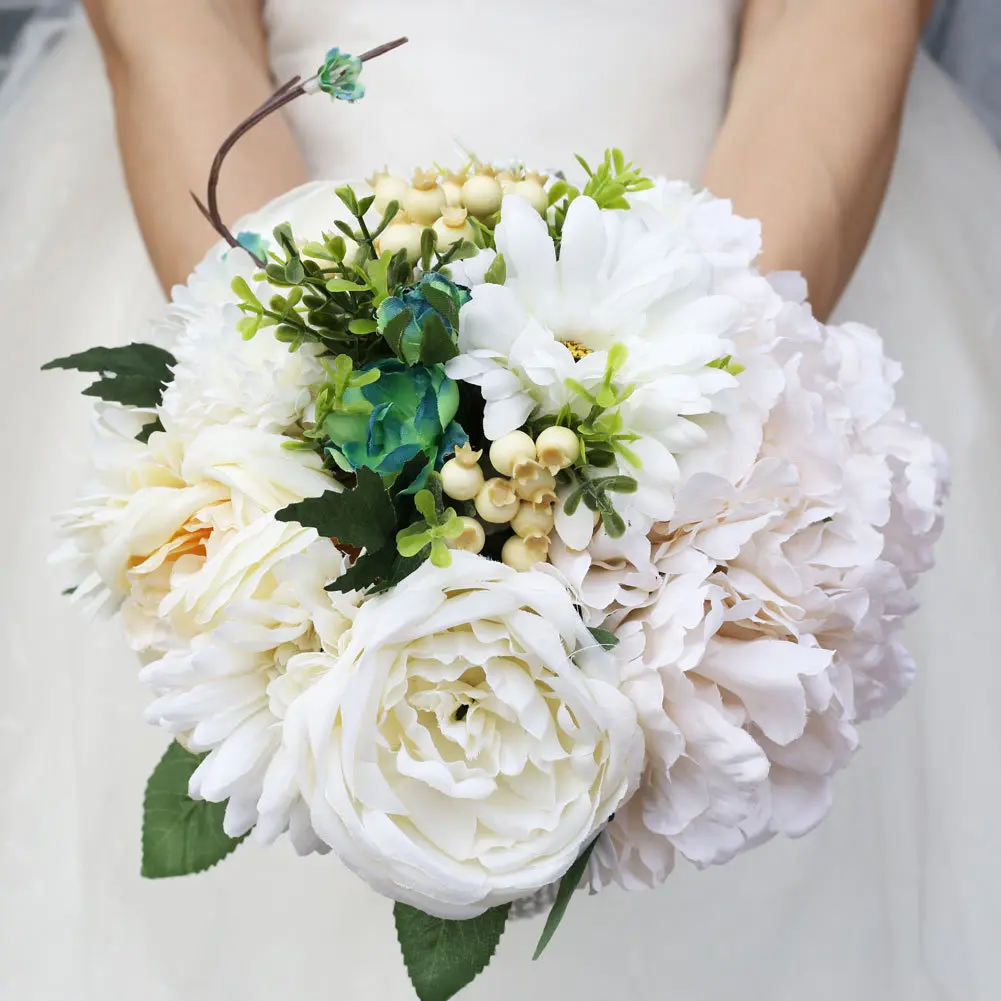 MissRDress Свадебные букеты Искусственный Свадебный букет Camellias Свадебные аксессуары цветы деревенский стиль свадебные цветы