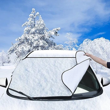 

FAROOT Snow Cover Magnetic Snow Shield Car Windscreen Windshield Front Cover Frost Ice Shield Dust Protector Heat Sun Mat