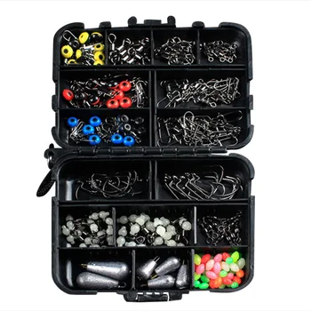 

HOT 177 Pcs Fishing Accessories Hooks Swivels Lead Fishing Sinker with Ring Carp Fishing Tackle Set