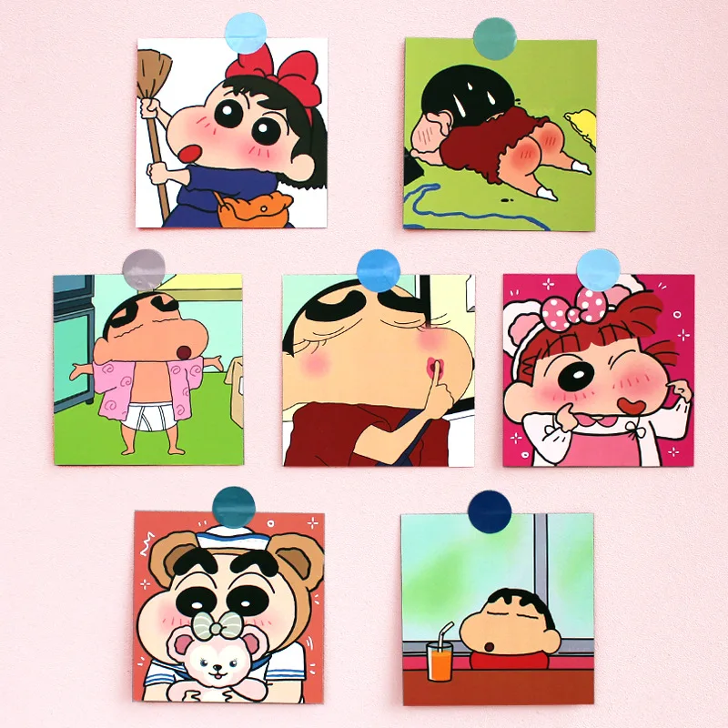 7pcs/set of Children's Stationery Decoration Stickers Japanese Cartoon Stickers Card Study Bedroom Decoration Cards Postcards