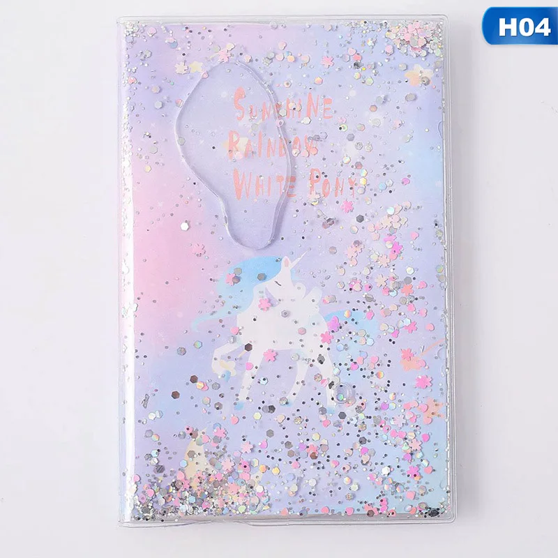 INS Oil-filled Rubber Sleeve Sequin Dreamy Quicksand Notebook Hand-book Students Supply Office Stationery Learning Gift For Girl
