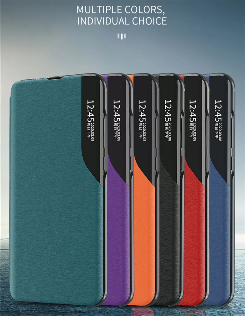 For Samsung Galaxy M52 5G Case Smart Window View Magnetic PU Leather Flip Cover for Galaxy M52 Book Stand Coque Shockproof Funda silicone cover with s pen