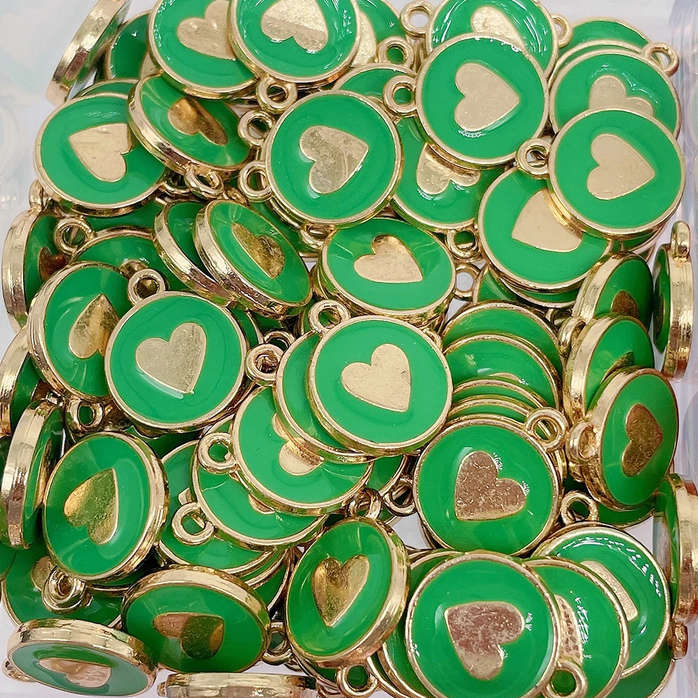 20Pcs Mehrfarbige Liebe Herz Runde Charme Legierung Anhänger Für Halskette Armband Schlüssel Kette DIY Schmuck Machen Liefert Zubehör – Detail 9
