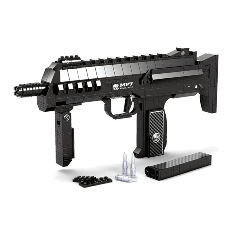

508pcs Submachine Gun MP7 Military Building Blocks Arms Rifle Model Bricks Toys DIY Pistol Guns Weapons For Boy Children Gifts